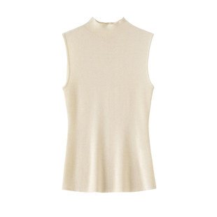 BANANA CICI2026年春季新款桑蚕丝羊毛混纺简约小高领针织背心