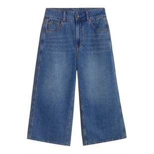 GANT/甘特26春夏新款女士纯棉浅色宽松阔腿牛仔裤休闲显瘦八分裤