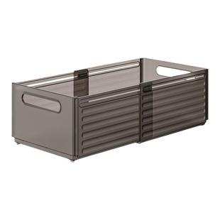 可伸缩橱柜收纳盒抽屉式厨房整理盒桌面零食杂物盒深柜直角储物盒