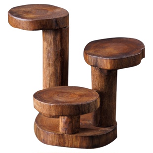 桌面多肉架实木创意展示架家用客厅复古置物架阳台飘窗轻奢小花架