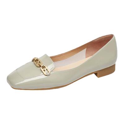 接吻猫低跟漆皮方头女鞋单鞋