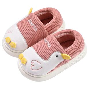 儿童棉拖鞋女童宝宝冬季居家室内软底包跟静音毛毛鞋卡通可爱棉鞋