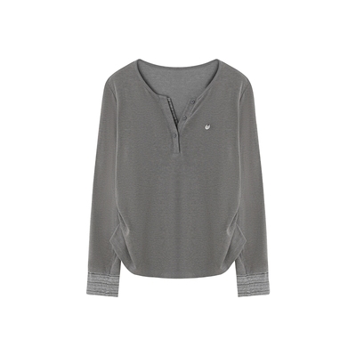 时然假两件长袖保暖T恤