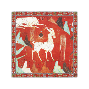 敦煌文创礼品丝巾围巾宋徽宗瑞鹤图真丝小方巾百搭桑蚕丝中国风