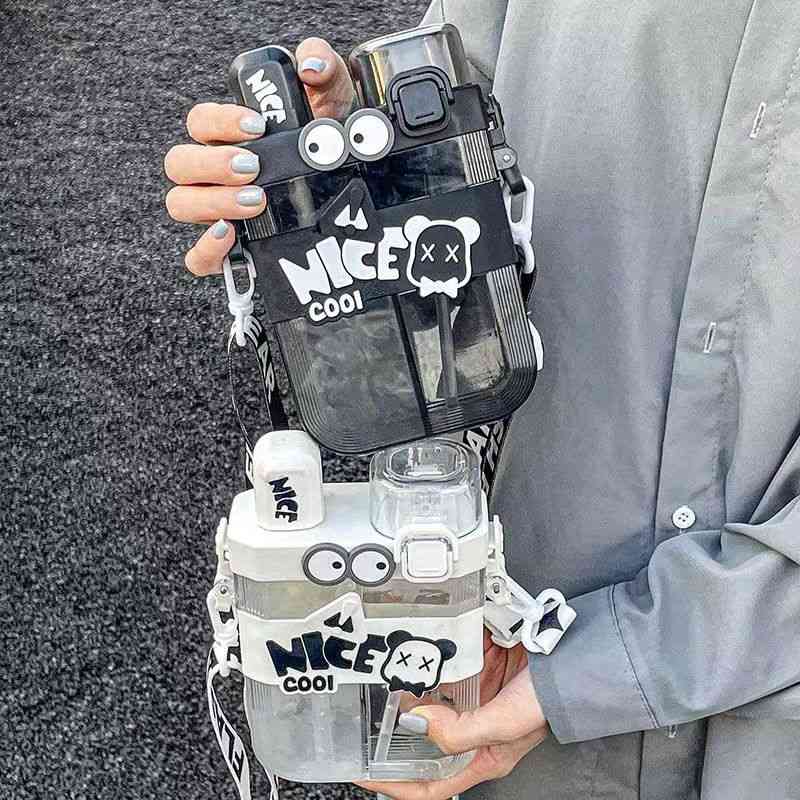 双仓双饮杯女生水杯值上学儿童高塑料杯水壶颜专用吸管杯便携