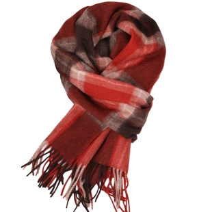 圣诞红色羊毛围巾100%高级感秋冬季礼盒2025新款生日礼物男女格纹