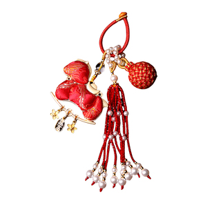 非遗宋锦小马生肖挂件马上有钱手工挂饰水晶流苏本命新年吉祥礼物