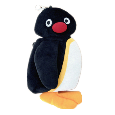现货pingu日本正版企鹅家族毛绒公仔伸缩卡套包挂件零钱包耳机包