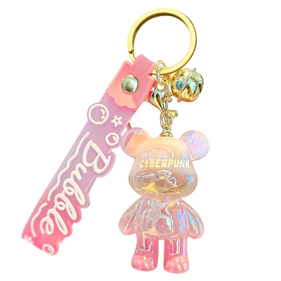 2026年新款创意炫彩暴力熊钥匙扣女精致公仔情侣书包挂件车钥匙链