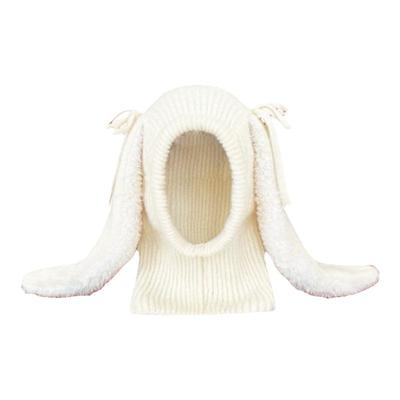 鞠婧祎同款蝴蝶结针织帽女冬甜美可爱兔耳朵巴拉克拉法帽围脖一体