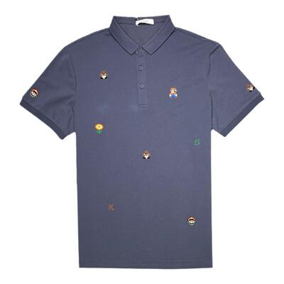 夏季翻领美式超级玛丽刺绣polo衫