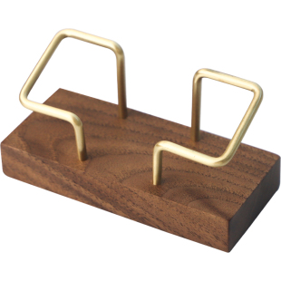 名片盒前台高级名片展示摆放架黑胡桃木黄铜定制商务大容量创意桌面名片座托卡片夹实木质放名片的架子收纳盒