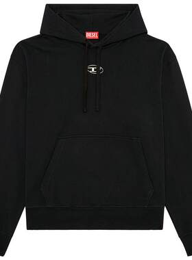 [折扣]DIESEL男士OVAL D黑色简约宽松连帽卫衣A098560IAJH