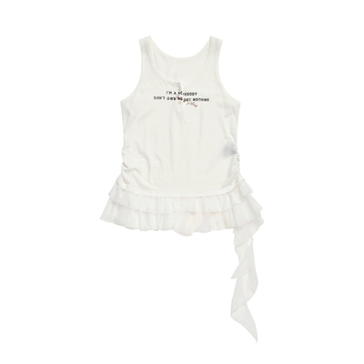 VVNK JANE PLUS2026春季新款异素材拼接木耳边背心女J613250310B