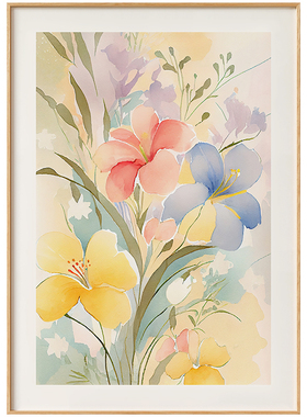 墙蛙奶油风客厅装饰画北欧餐厅画