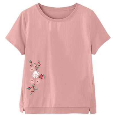 纯棉宽松中老年短袖汗衫女