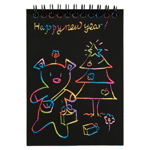 儿童炫彩刮画纸小学生专用彩色挂画纸幼儿园美术刮蜡纸创意diy自制乱画纸空白册闪闪划画纸本涂鸦沙画刮画本