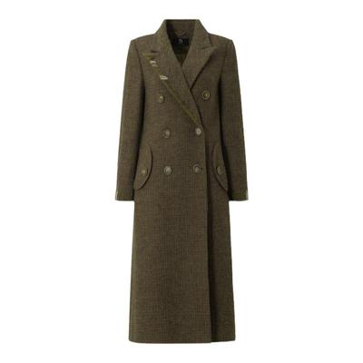 IDPAN女装商场同款冬高级感外套显瘦时尚通勤设计感千鸟格长大衣