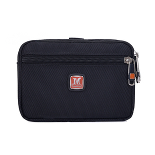 可放4.7 5.5 6寸手机包防水牛津纺双拉链多功能横款腰包穿皮带男