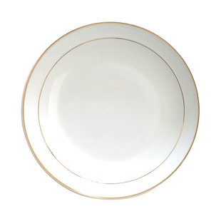金边盘子欧式骨瓷盘菜盘子家用圆盘子8英寸陶瓷白瓷盘深盘子餐具