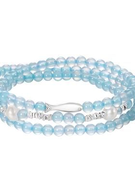 zeroline小鱼手串女纯银三圈玛瑙