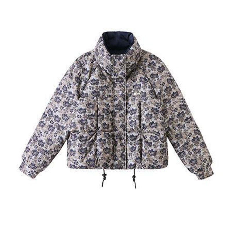 冬季新款时尚印花小个子棉服女