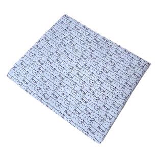 天蓝满幅猫咪头像棉麻布料 书套娃衣桌布门窗帘沙发巾手工diy面料