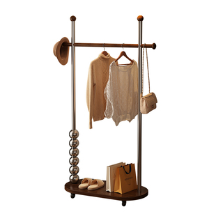 卧室落地挂衣架实木可移动家用玄关衣帽架轻奢高级置物架鞋架一体