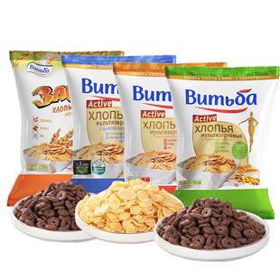 白俄罗斯进口谷物麦片燕麦玉米粗粮片食品健身即食酥脆小零食早餐