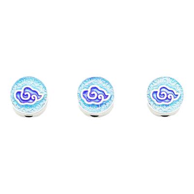 烧蓝祥云纹圆扁珠S999纯银隔珠