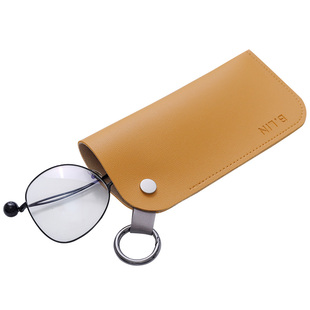 MOM眼镜盒便携防压墨镜盒皮眼镜袋简约挂环太阳镜盒近视镜收纳盒