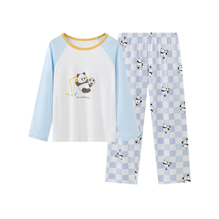 A类儿童纯棉睡衣女孩春秋全棉初中生女童透气家居服套装男童夏薄