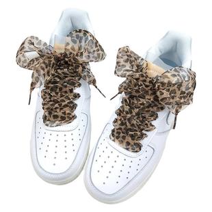 新品绸缎雪纱蕾丝豹纹鞋带小白鞋绸带缎带淑女风彩色黑白色蝴蝶结