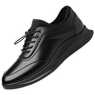 木林森男鞋2025冬季透气真皮运动休闲皮鞋男潮流小黑鞋增高鞋子男