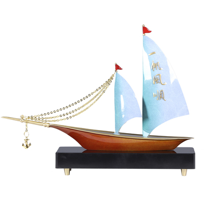 可定制一帆风顺全铜帆船桌面摆件