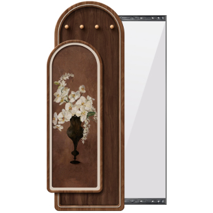 法式中古风玄关镜子装饰画推拉隐藏式全身镜洞洞板花卉隐形穿衣镜