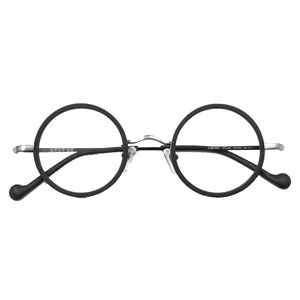 藤井太郎手造日系圆形眼镜框板材眼镜架金属小圆框配近视眼睛男女
