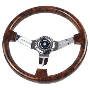汽车复古方向盘大众捷达普桑浪迪北斗星改装14寸中凹桃木纹方向盘