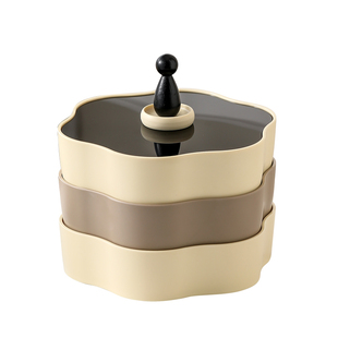 中古奶油干果盘分格双层客厅轻奢高档家用新年糖果零食坚果收纳盒