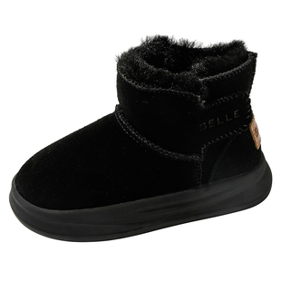 百丽童鞋女童雪地靴2025冬季新款加绒加厚男童大棉鞋儿童宝宝靴子