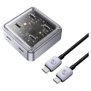 奥睿科usb扩展器电脑多接口创意分线器hub3.2Gen1桌面透明拓展坞typec扩展坞转接头带供电笔记本平板转换器