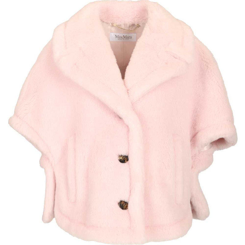 Max Mara 女士粉色羊驼毛真丝混纺斗篷大衣 26早春意大利代购正品