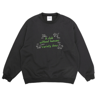 UHUZZ 25AW汪汪的综艺俱乐部圆领卫衣休闲复古宽松长袖男女情侣