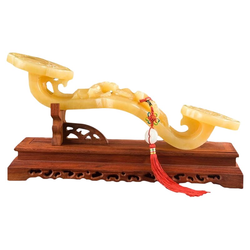 婉晶天然黄玉玉如意吉祥摆件