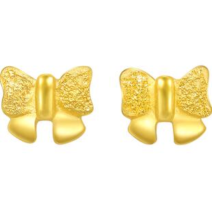 周生生在逃公主蝴蝶结耳钉黄金耳环足金耳饰珠宝送礼68739E