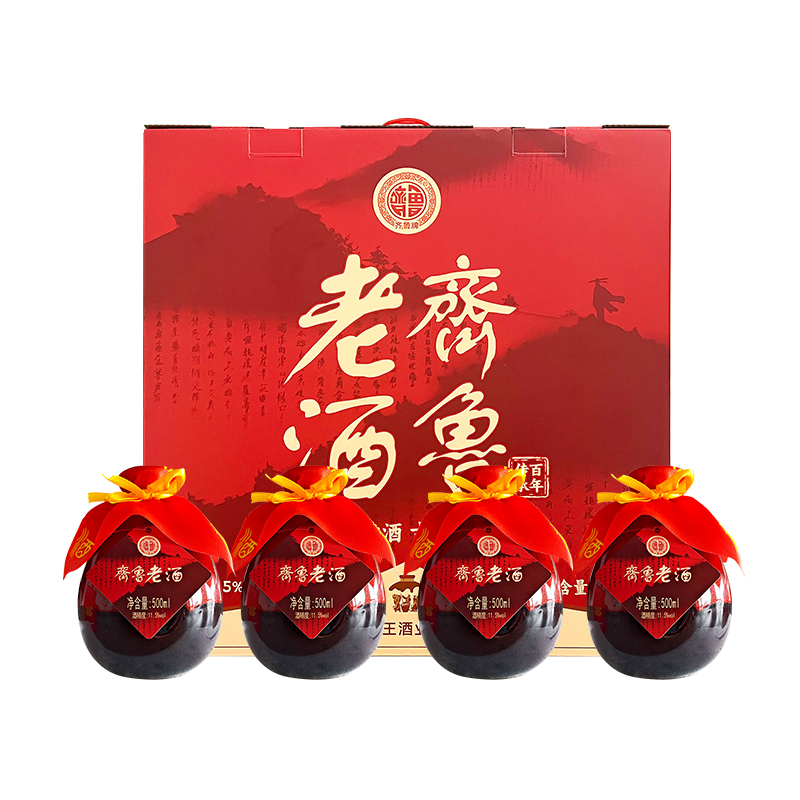 齊魯牌正宗即墨老黃酒山東特產(chǎn)半甜型黃酒黍米陳釀百年傳承禮盒裝