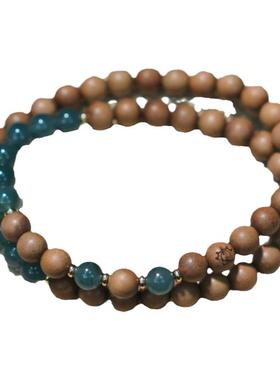 邵伟华香积老山檀蓝蓝翠珠双圈手串女小众高级感双层手链古风静心