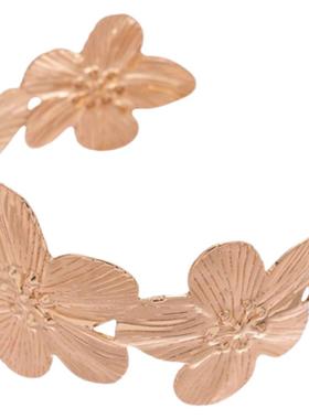 欧美金属感褶皱纹路螺旋花朵开口手镯时尚百搭手环小众设计感手饰