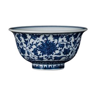 钟家窑主人杯单杯景德镇高端柴窑青花手绘点工缠枝花纹茶杯压手杯