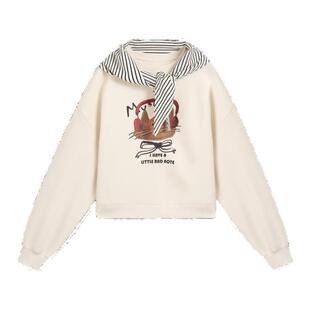 紫涵圆领印花无帽卫衣女春秋季新款宽松显瘦慵懒风小个子百搭上衣